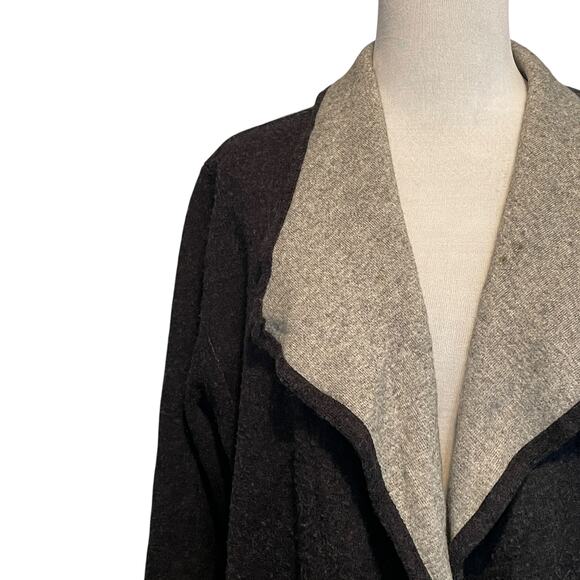 Eileen Fisher Merino Wool Blend Felted Cardigan Womens Medium 2-Tone Gray Draped - Picture 3 of 7